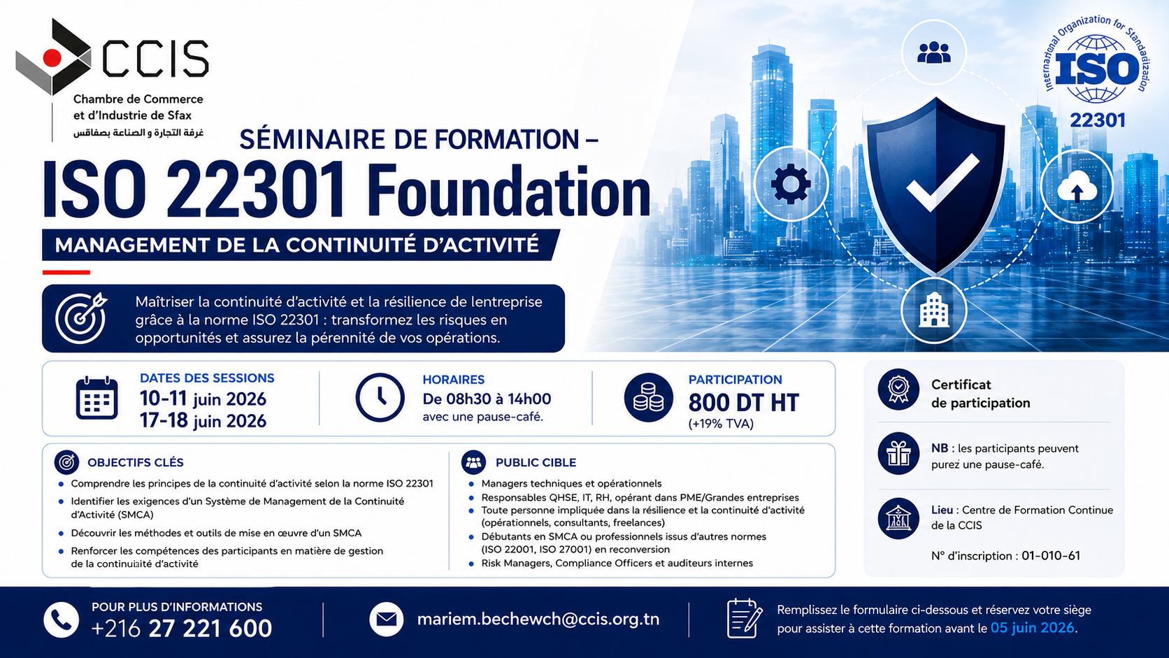Séminaire de formation : « ISO 22301 Foundation »